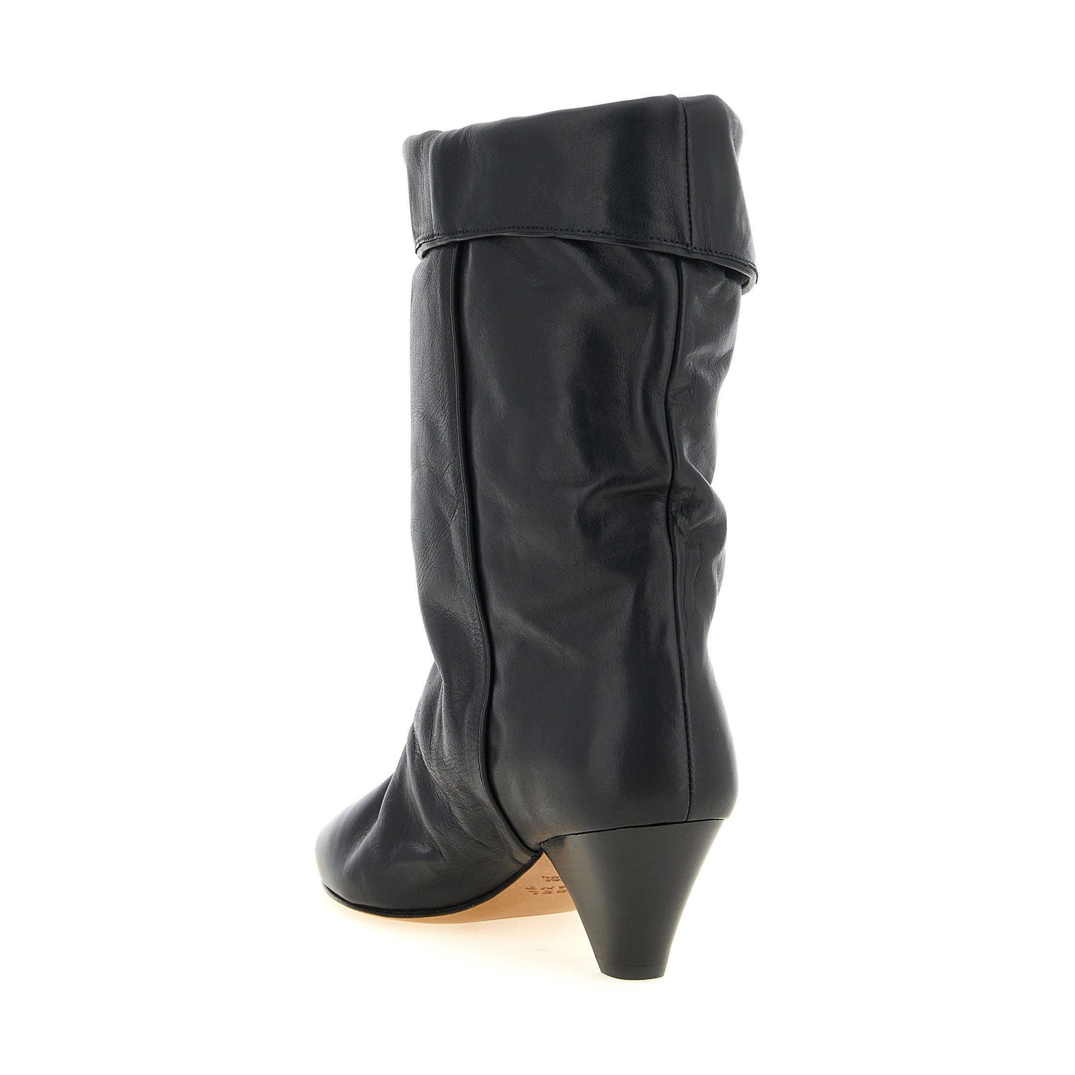 Black Cowhide Ankle Boots