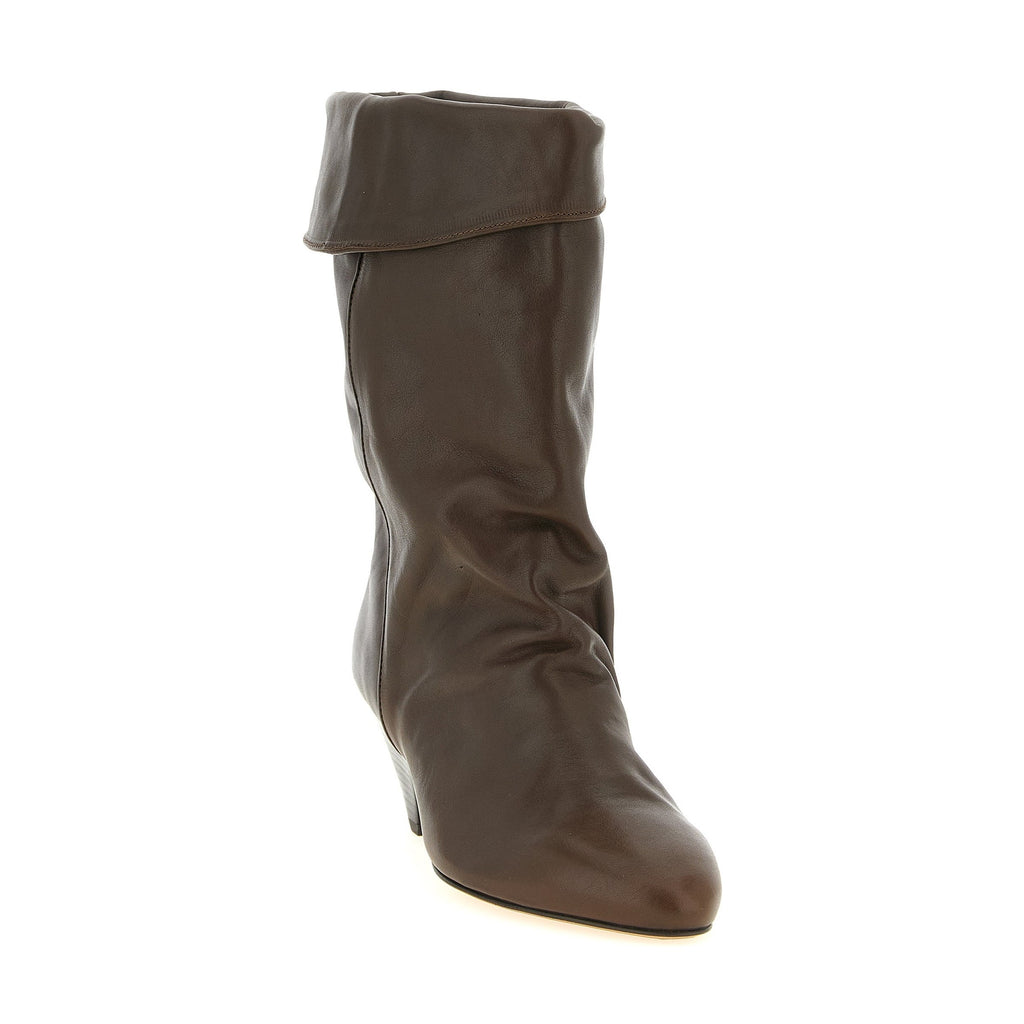 Brown Cowhide Ankle Boots
