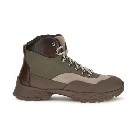 Bicolor Nylon Lace-Up Boots