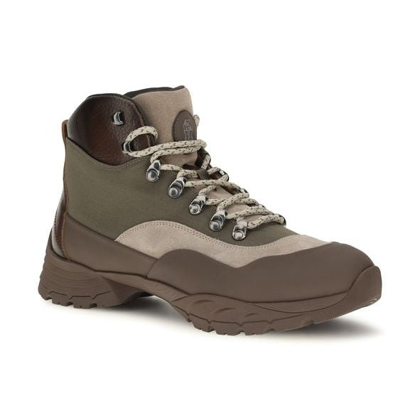 Bicolor Nylon Lace-Up Boots
