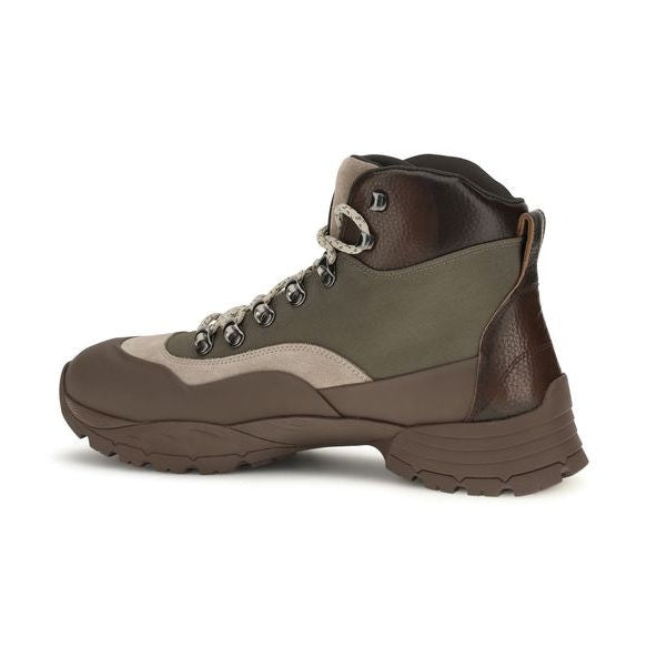 Bicolor Nylon Lace-Up Boots