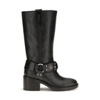 Black Calf Leather Bos Taurus Flat Boots