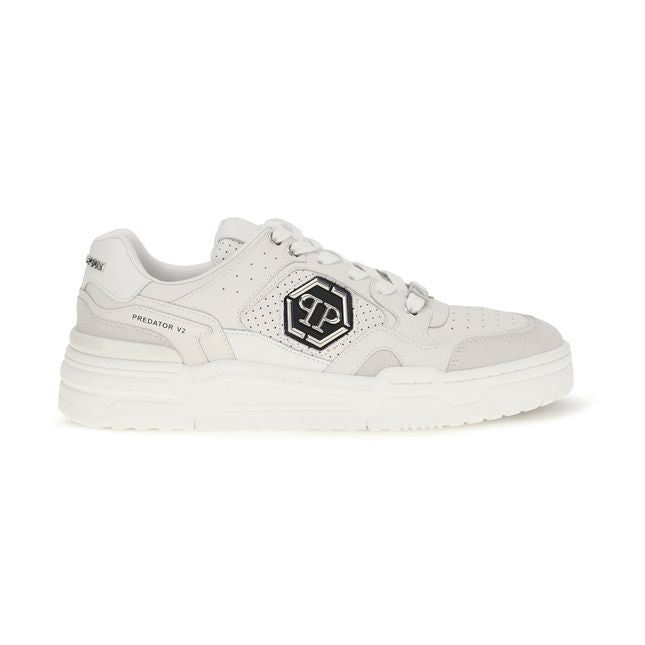 White Polyester Low Top Sneakers