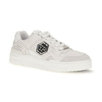 White Polyester Low Top Sneakers