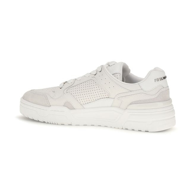 White Polyester Low Top Sneakers