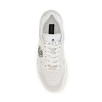 White Polyester Low Top Sneakers