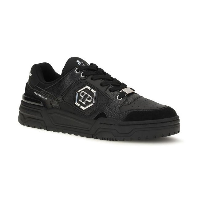 Black Polyester Low Top Sneakers