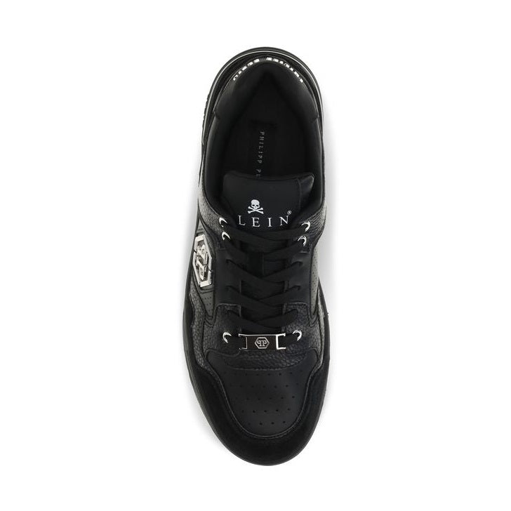 Black Polyester Low Top Sneakers