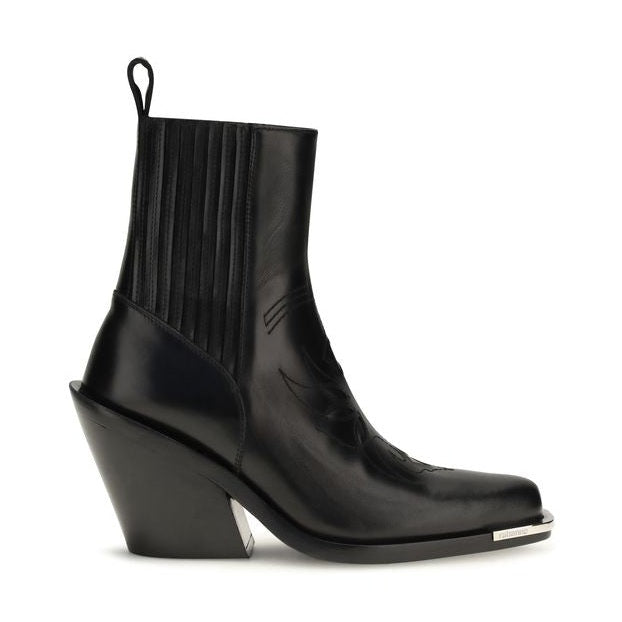 Black Calf Leather Bos Taurus Ankle Boots