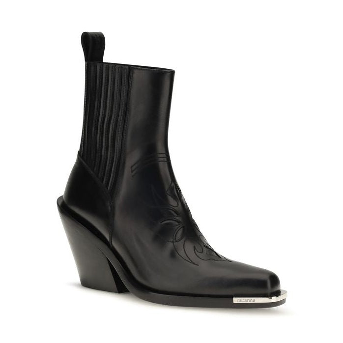 Black Calf Leather Bos Taurus Ankle Boots