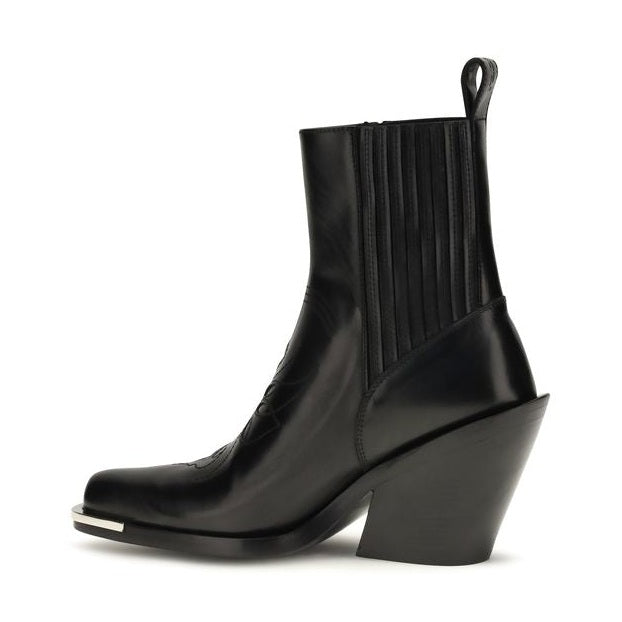 Black Calf Leather Bos Taurus Ankle Boots