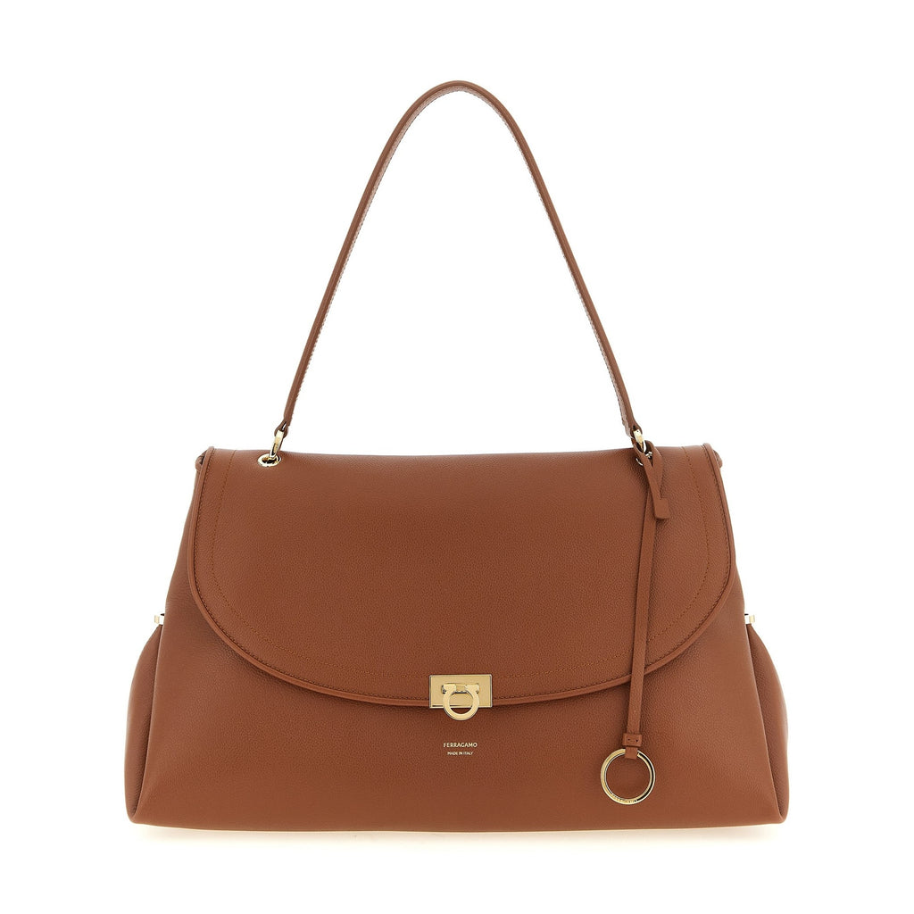 Brown Calfskin Shoulder Bag