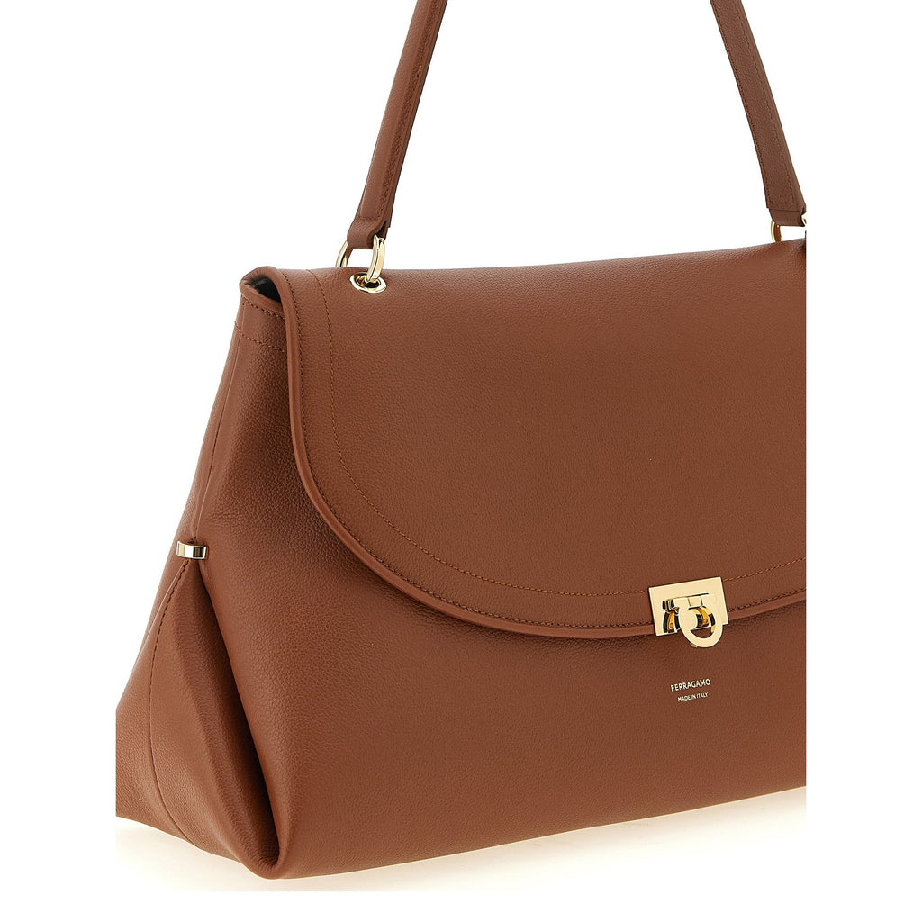 Brown Calfskin Shoulder Bag