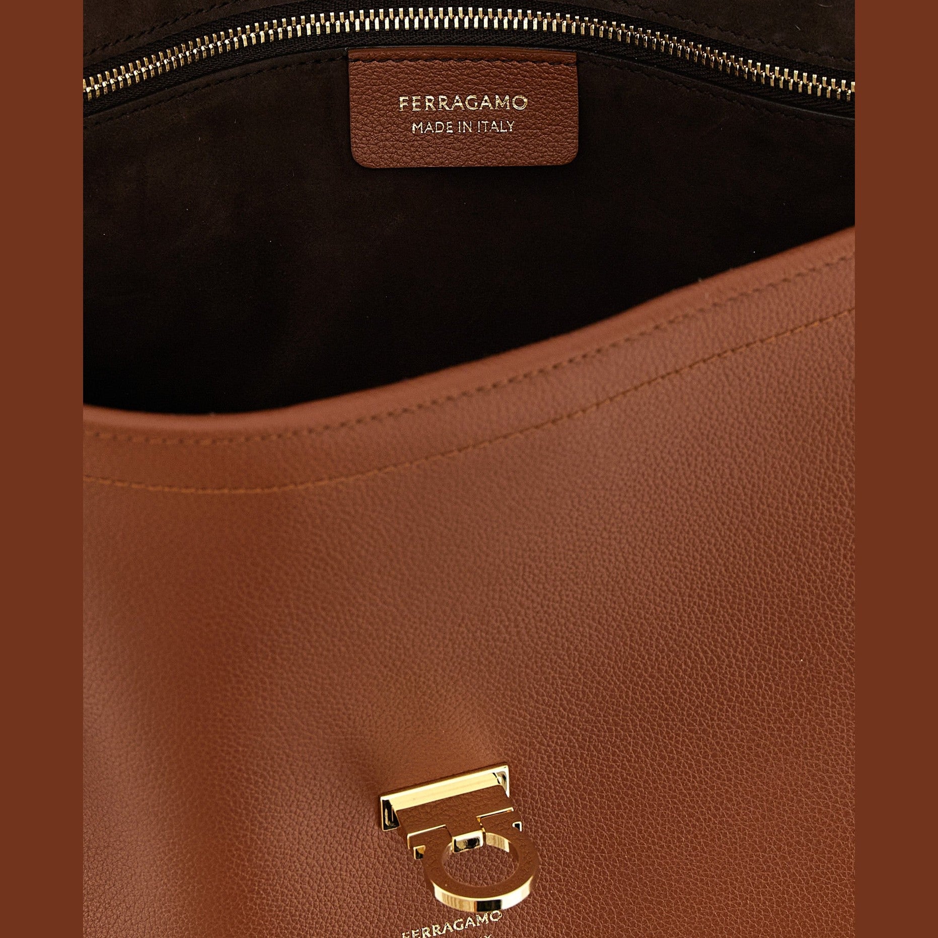 Brown Calfskin Shoulder Bag