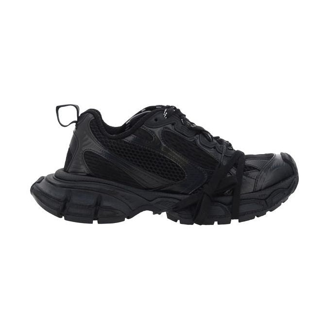 Black Polyurethane Chunky Sneakers