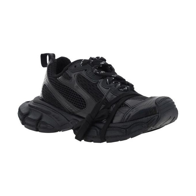 Black Polyurethane Chunky Sneakers