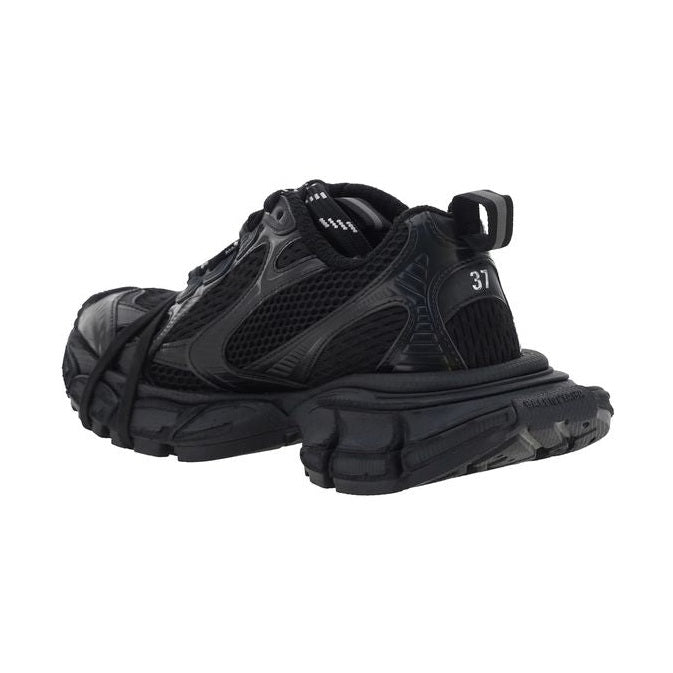 Black Polyurethane Chunky Sneakers