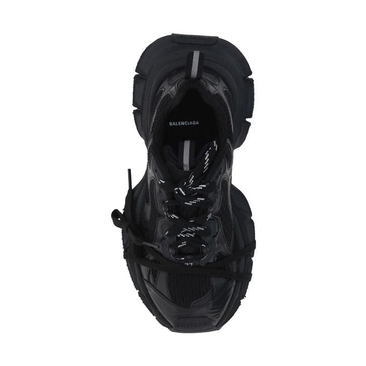 Black Polyurethane Chunky Sneakers