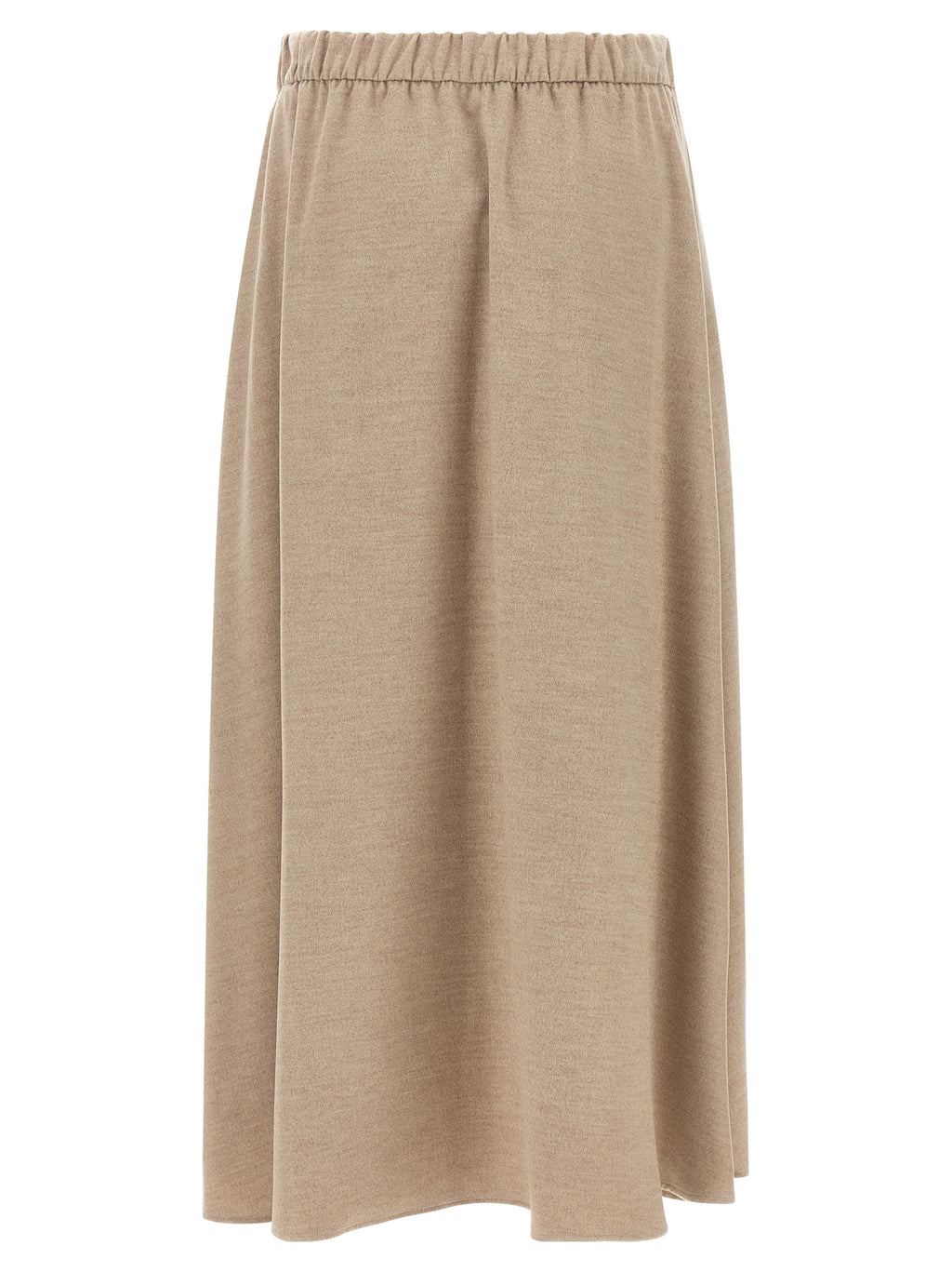 Beige Polyester Midi Skirt