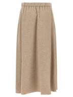 Beige Polyester Midi Skirt