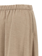 Beige Polyester Midi Skirt