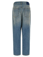 Blue Cotton Straight-Leg Jeans