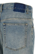 Blue Cotton Straight-Leg Jeans