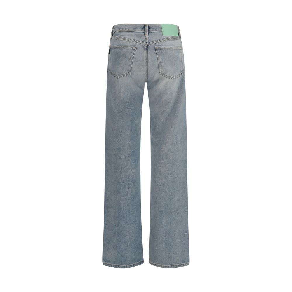 Blue Cotton Straight-Leg Jeans