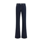 Blue Cotton Flared Jeans