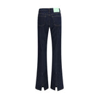 Blue Cotton Flared Jeans