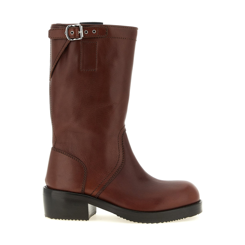 Brown Bovine Leather Ankle Boots