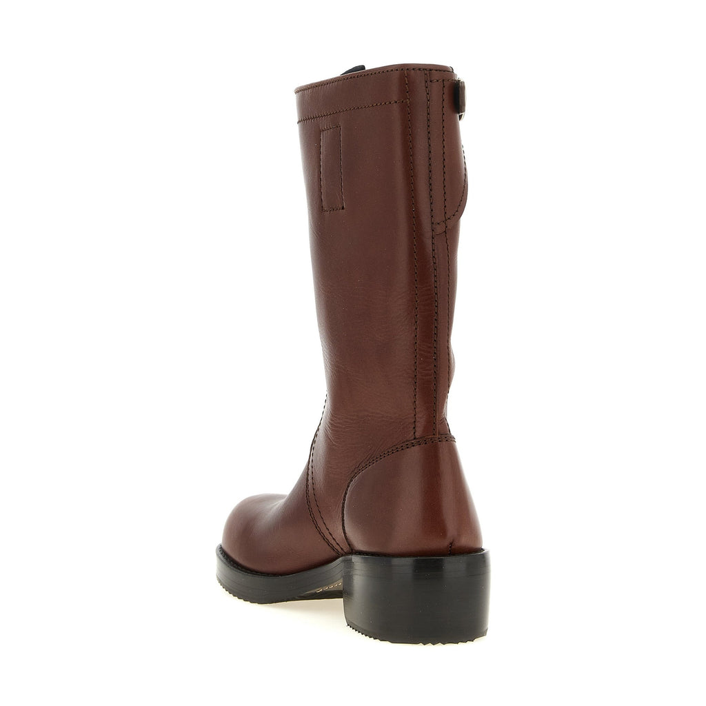 Brown Bovine Leather Ankle Boots
