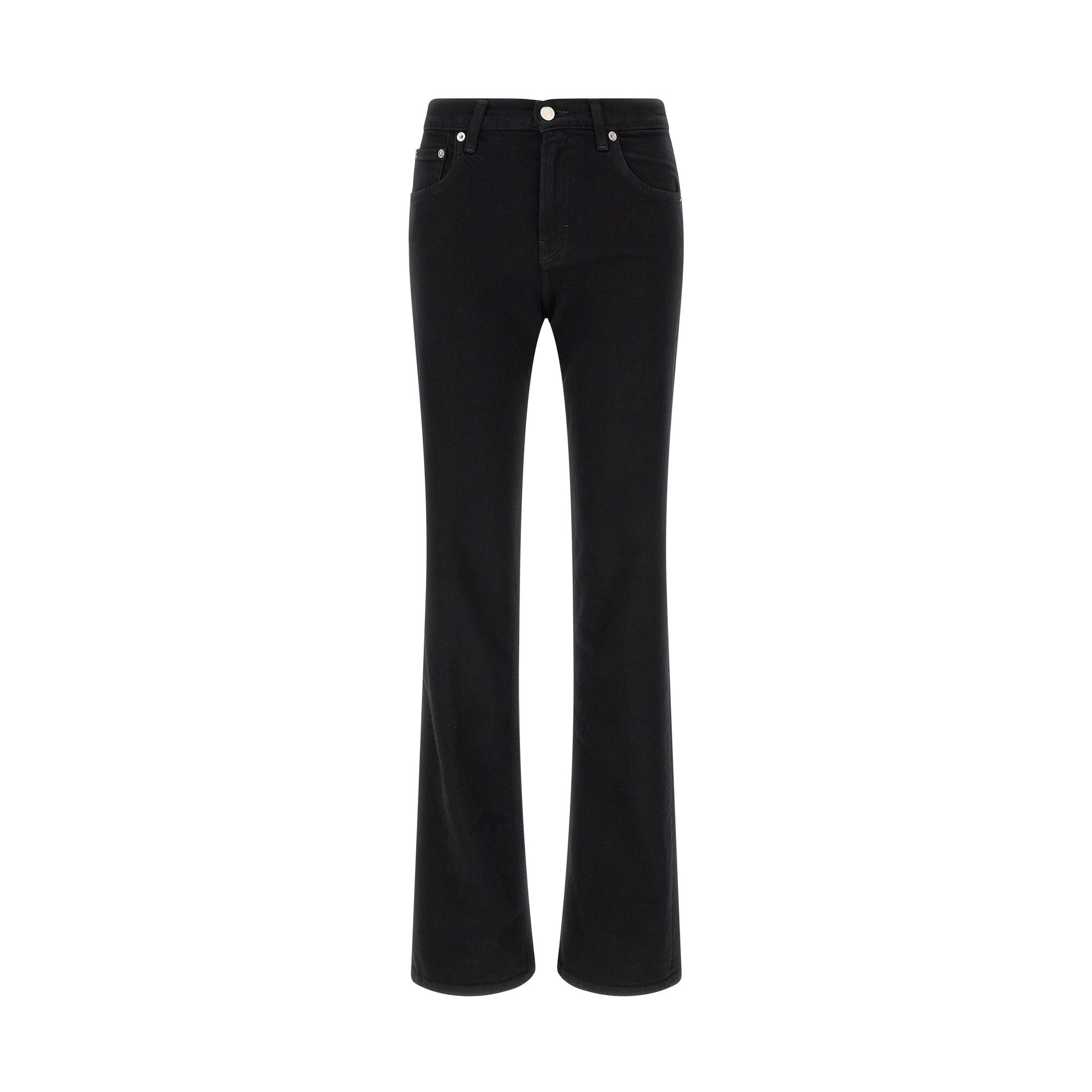 Black Cotton Flared Jeans