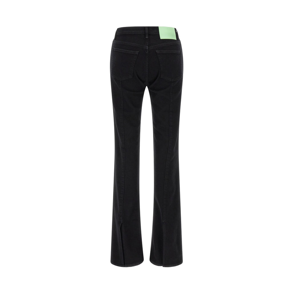 Black Cotton Flared Jeans