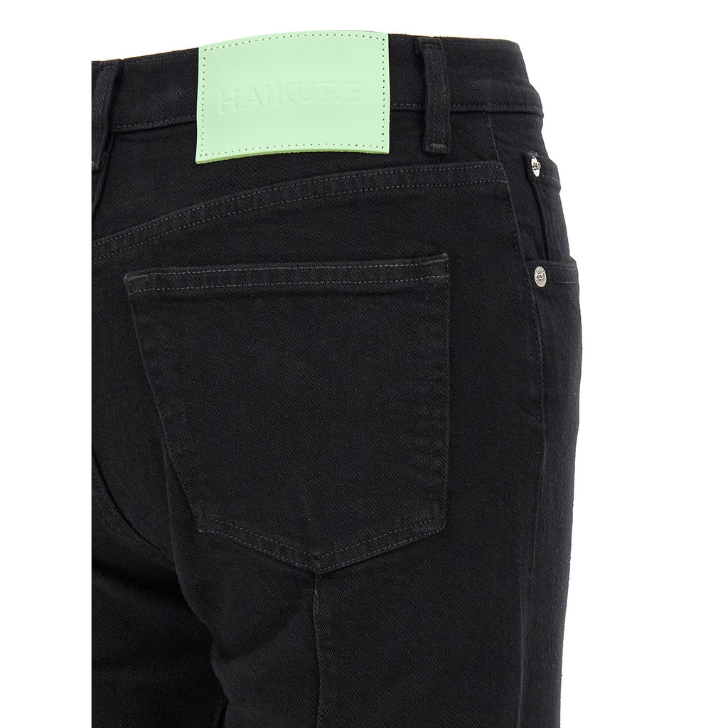Black Cotton Flared Jeans