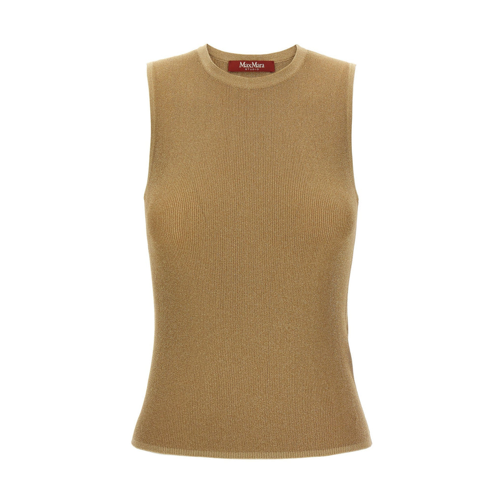 Gold Polyamide Sleeveles T-Shirt