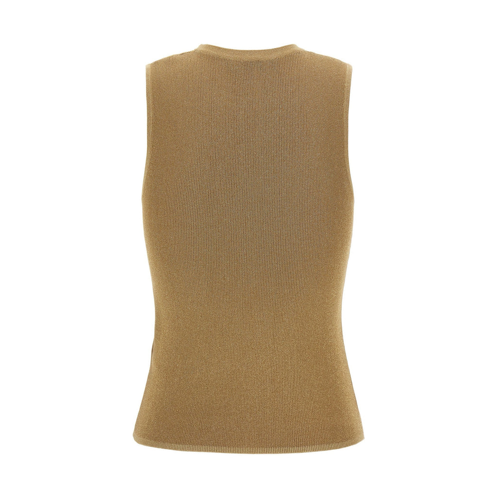 Gold Polyamide Sleeveles T-Shirt