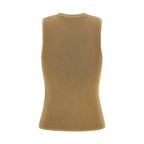 Gold Polyamide Sleeveles T-Shirt