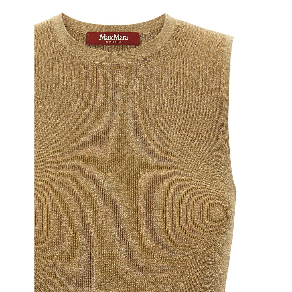 Gold Polyamide Sleeveles T-Shirt