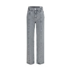 Gray Cotton Straight-Leg Jeans