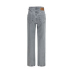 Gray Cotton Straight-Leg Jeans