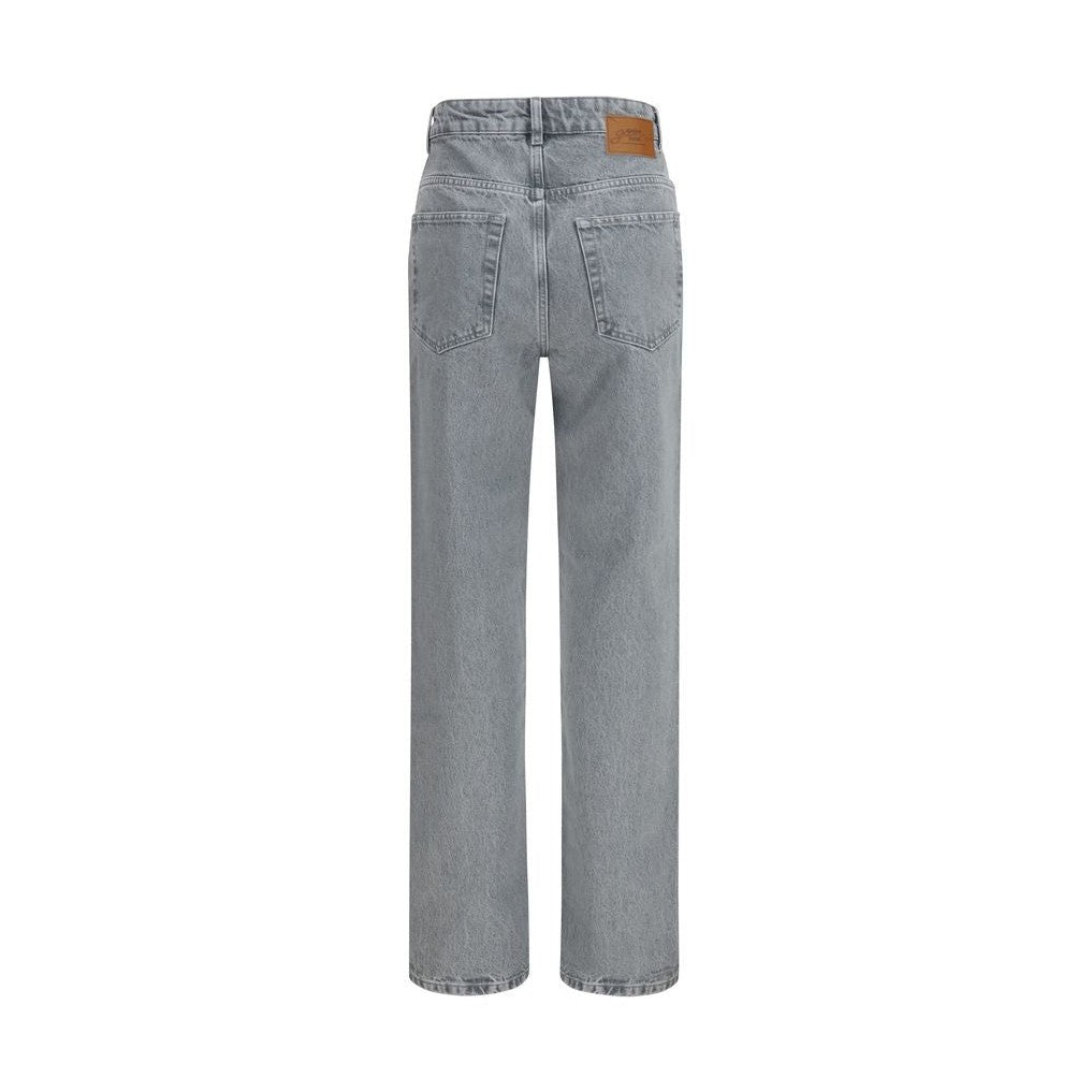 Gray Cotton Straight-Leg Jeans