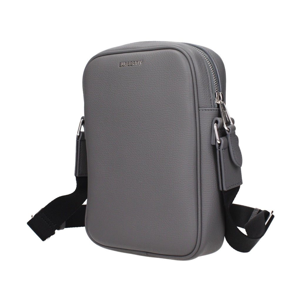 Gray Leather Crossbody Bag