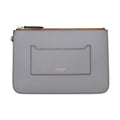 Gray Leather Clutch Bag