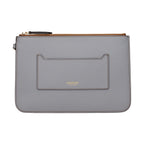 Gray Leather Clutch Bag