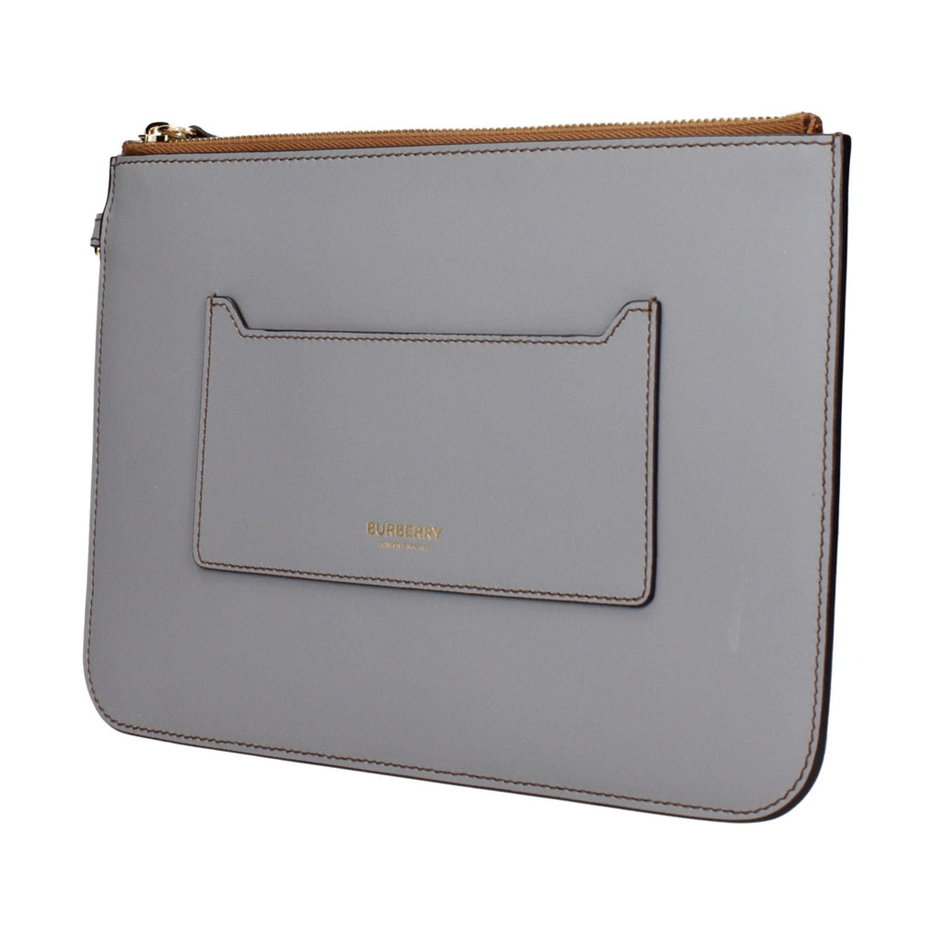 Gray Leather Clutch Bag