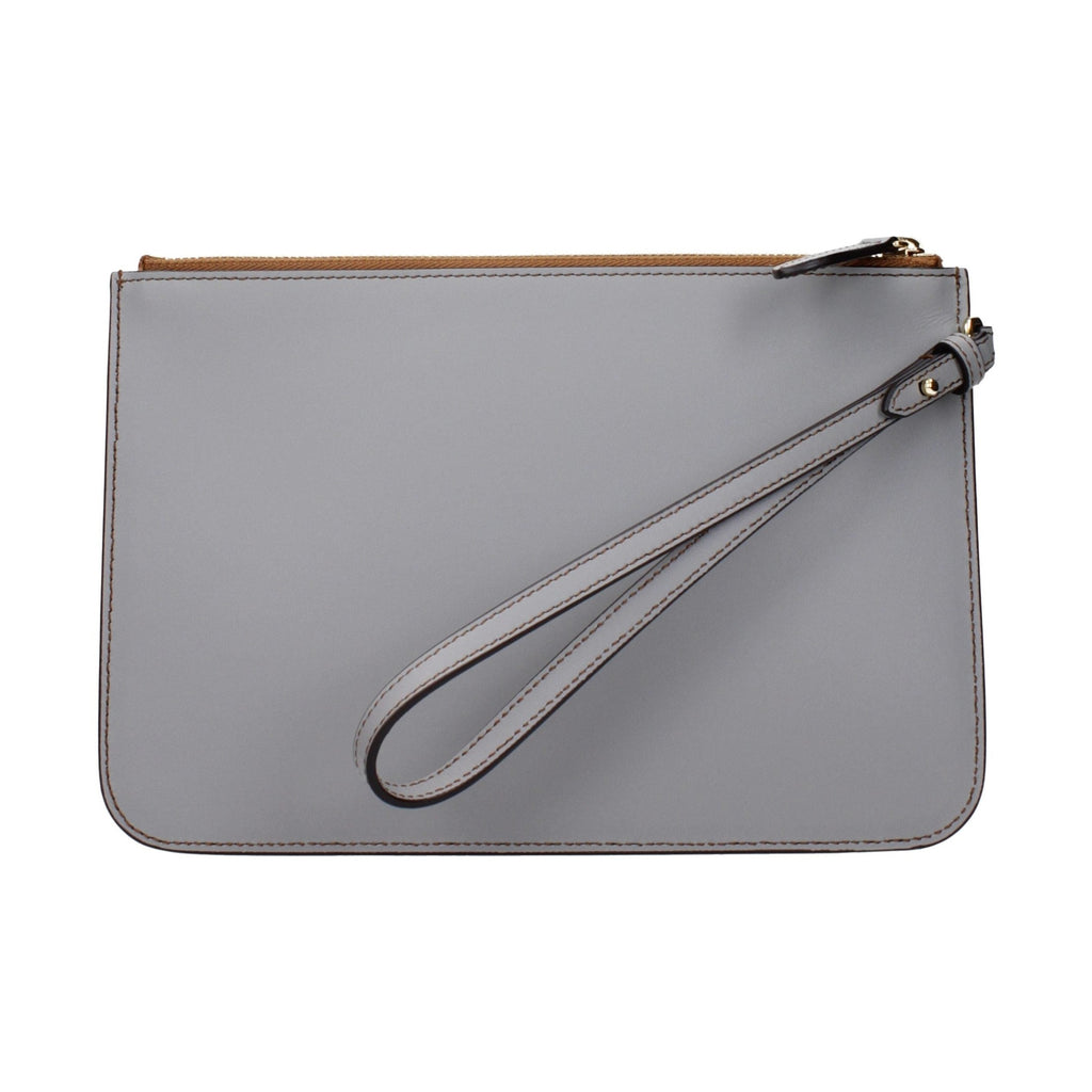 Gray Leather Clutch Bag