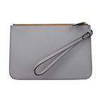 Gray Leather Clutch Bag