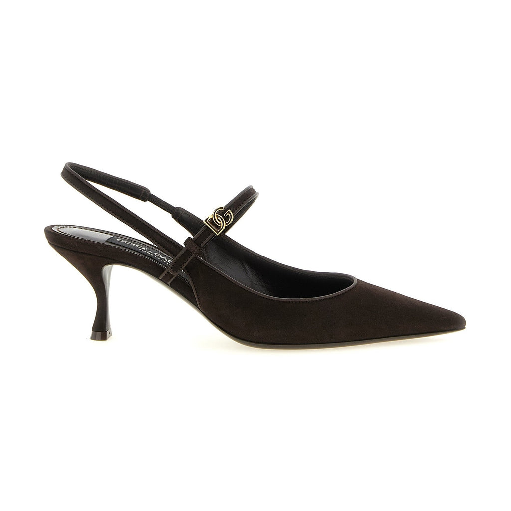 Brown Goatskin Mid Heel Pumps