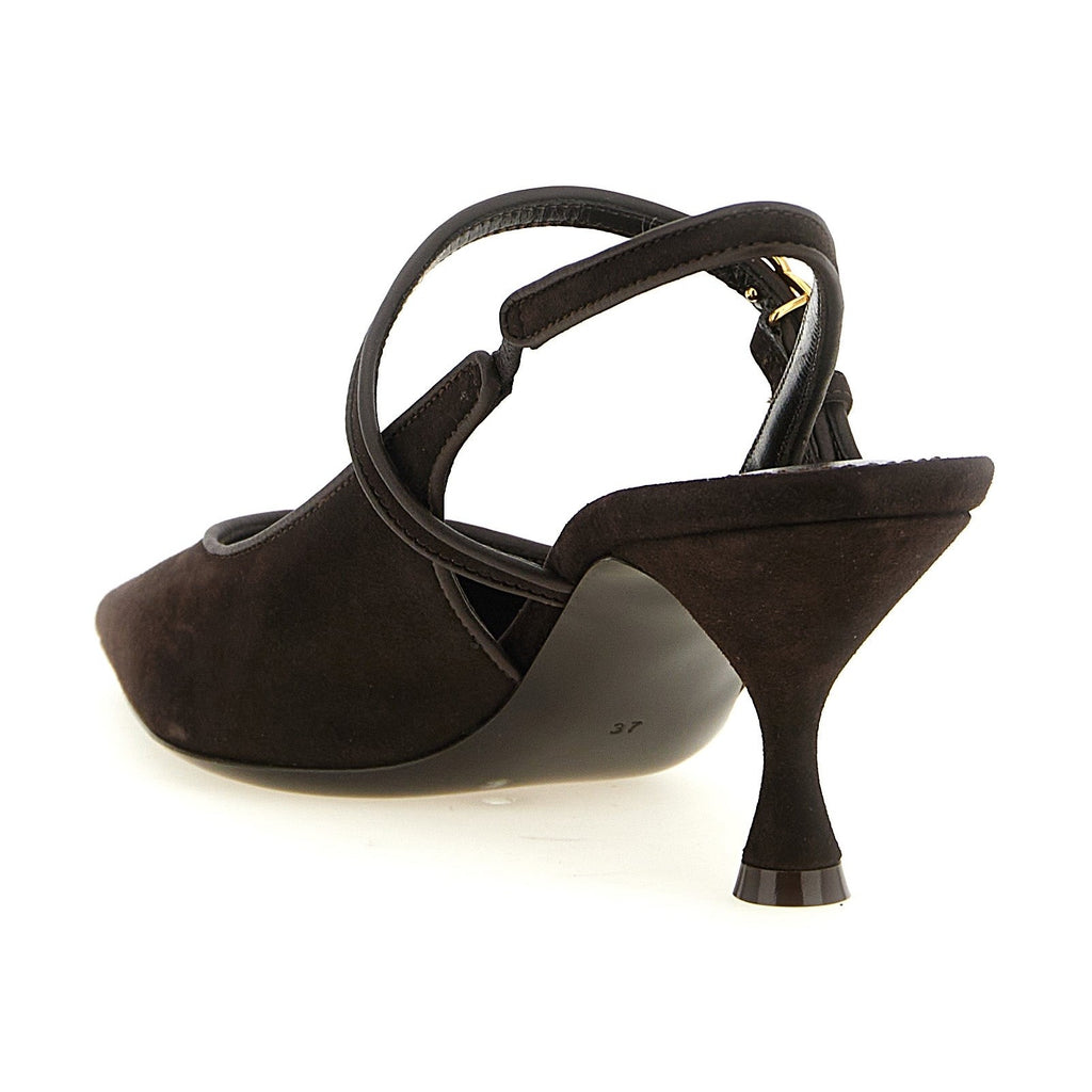 Brown Goatskin Mid Heel Pumps